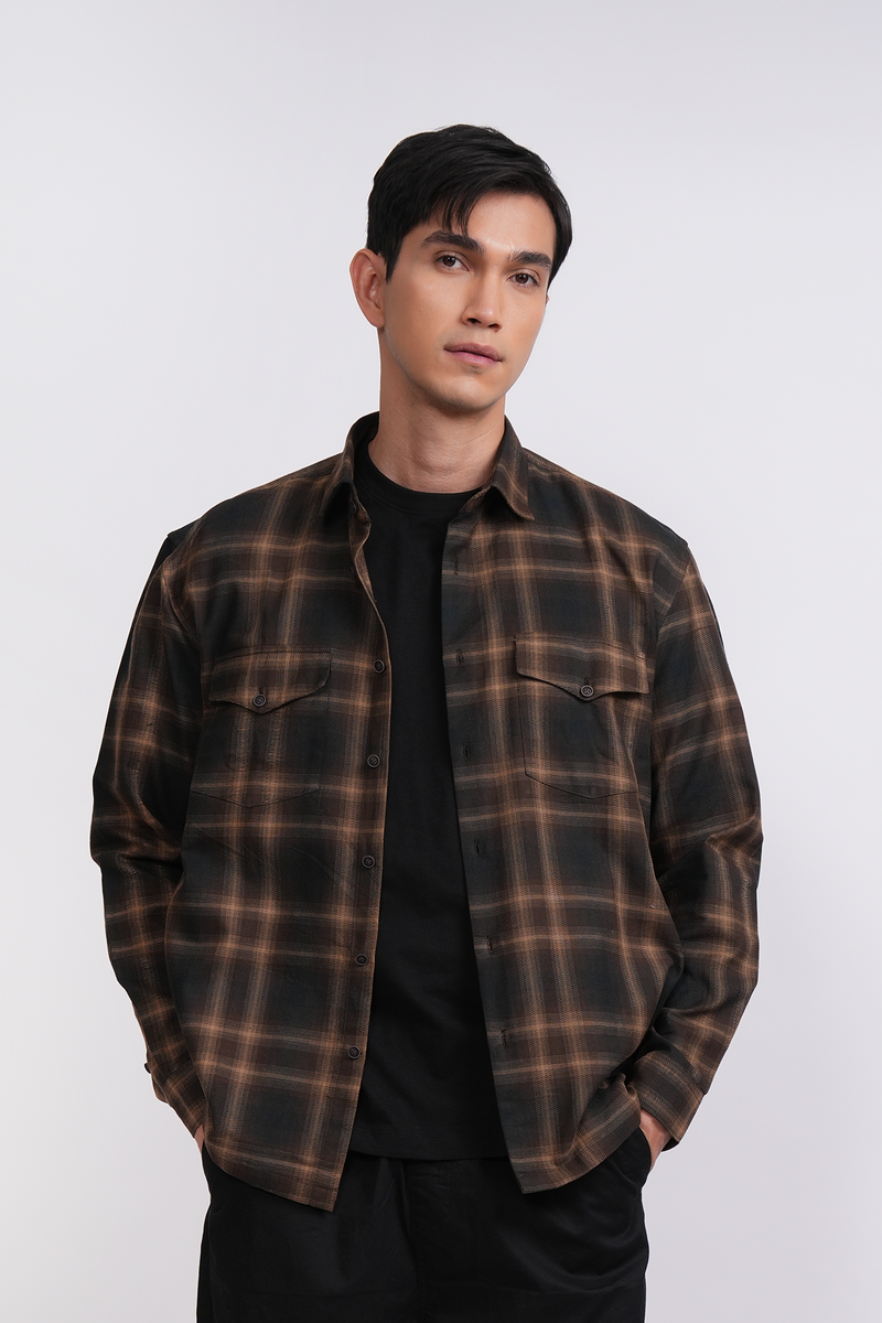 Brown checkered overshirt