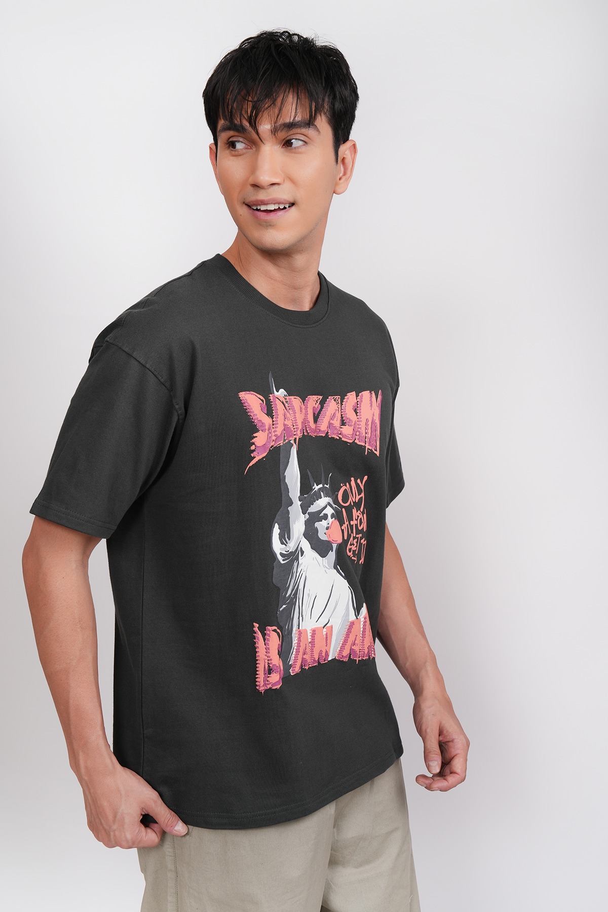 Sarcasm (Olive Ash ) Oversized T-Shirt