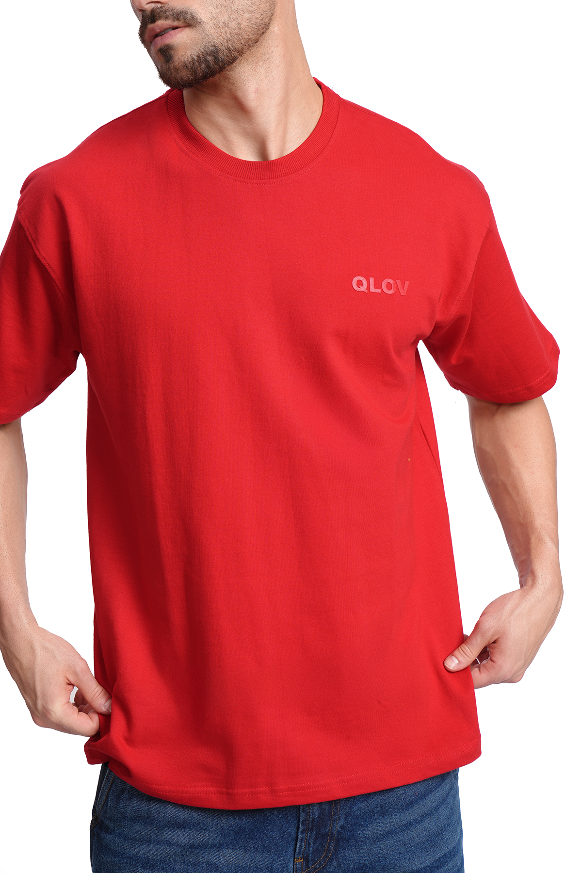 Solid (Red) Oversized T-Shirt – QLOV Solid (Red) Oversized T-Shirt – QLOV