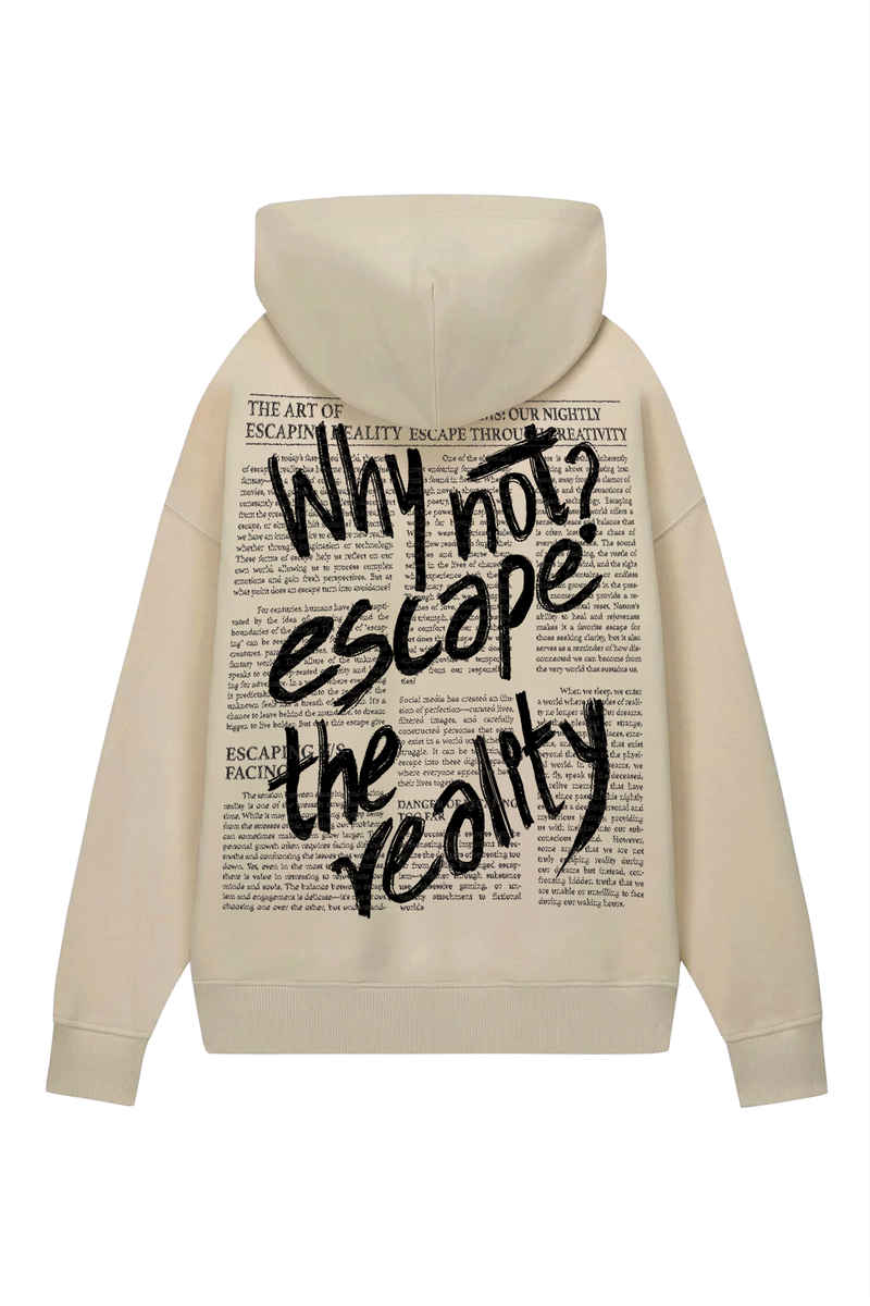 Escape Reality Beige Oversized Hoodie