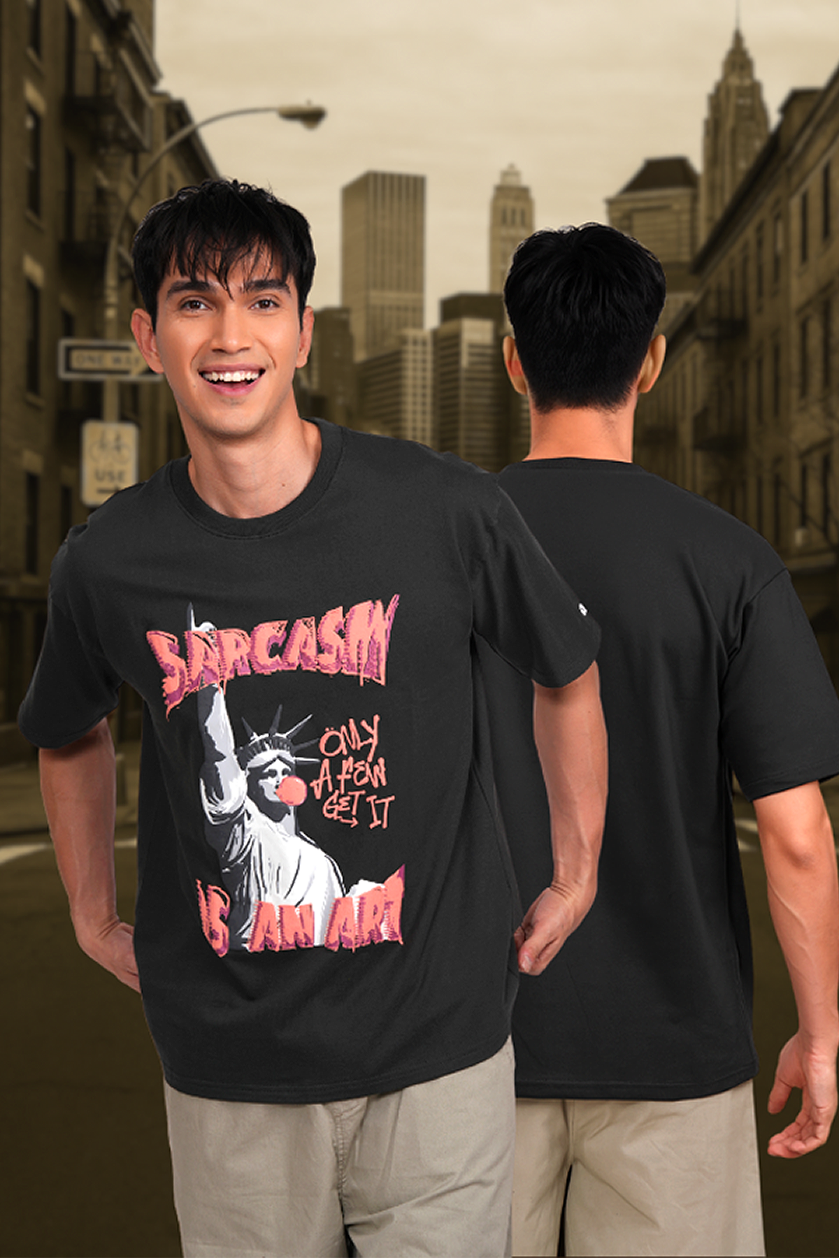 Sarcasm (Olive Ash ) Oversized T-Shirt